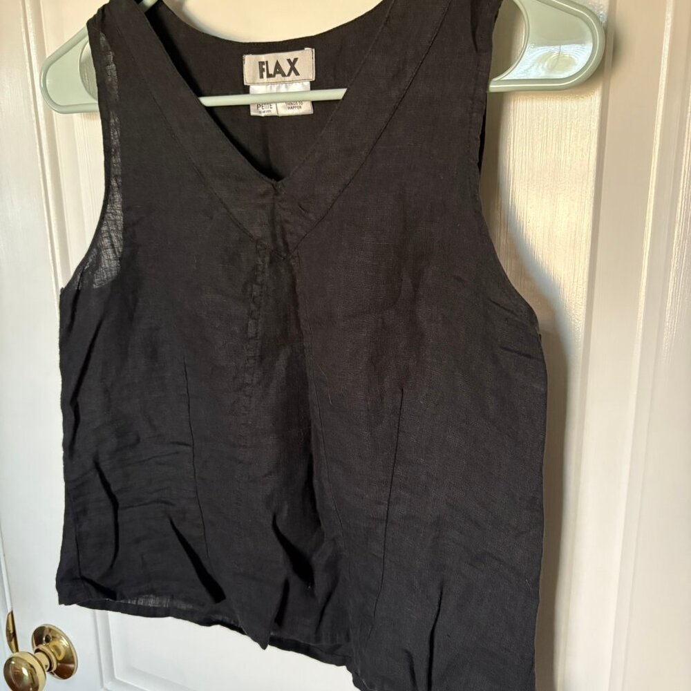FLAX Black 100% Linen Tank